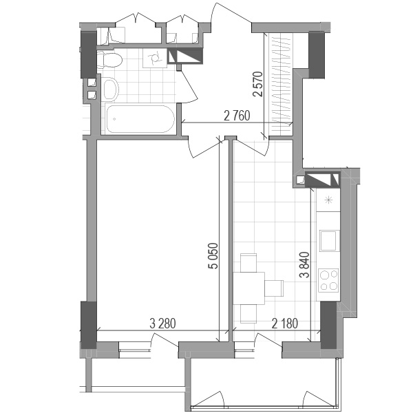 1-кімнатна квартира Тип 1Л у ЖК West House